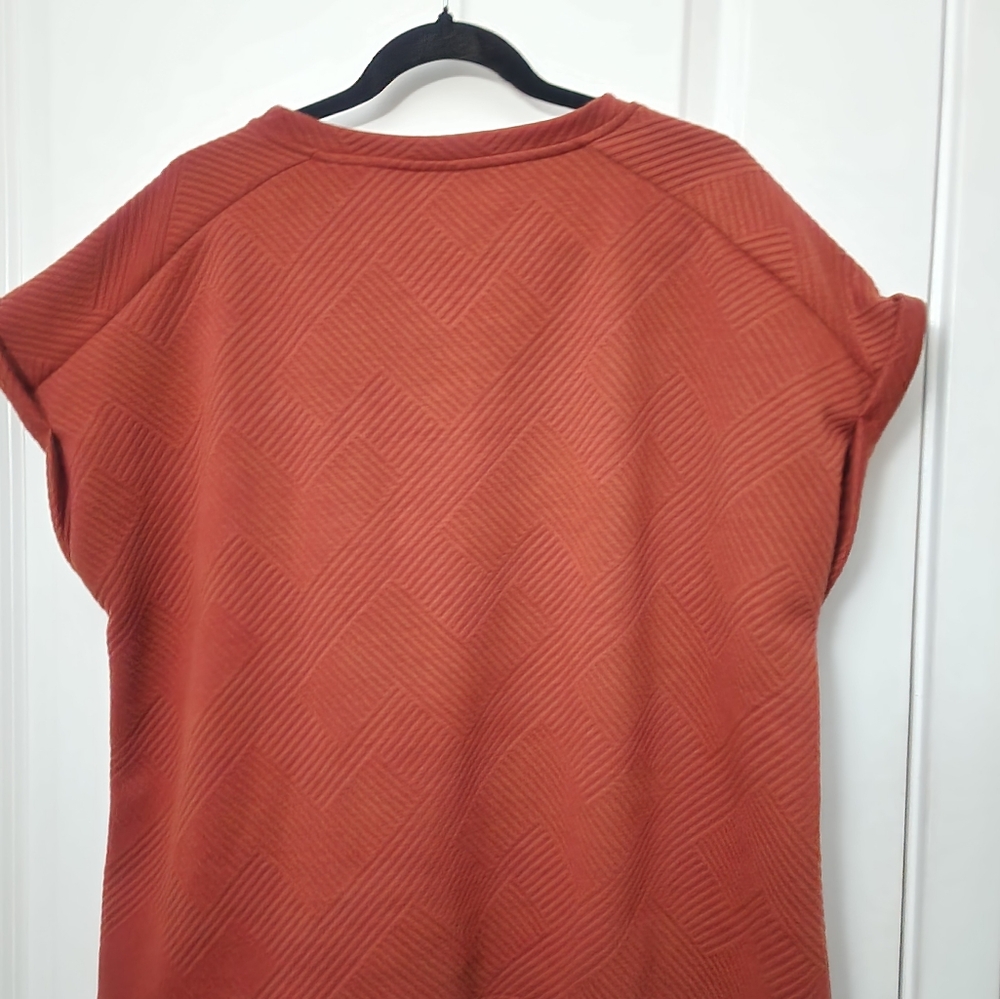 5/$30 SHEIN Textured Short Sleeve Top in Rust size 0X - Picture 3 of 3